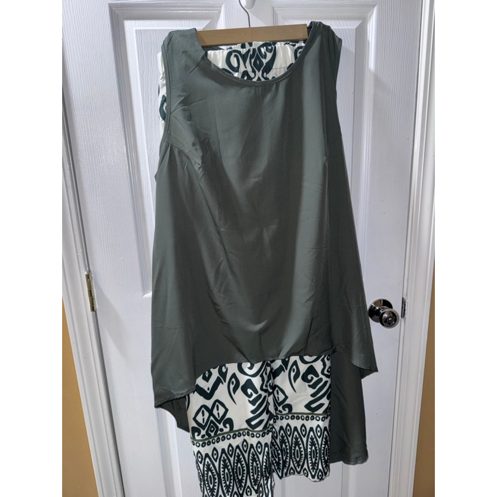 Stretch Silk Charmeuse Scoop Neck Tank top and wide leg pants 2 piece -4XL - Picture 5 of 7